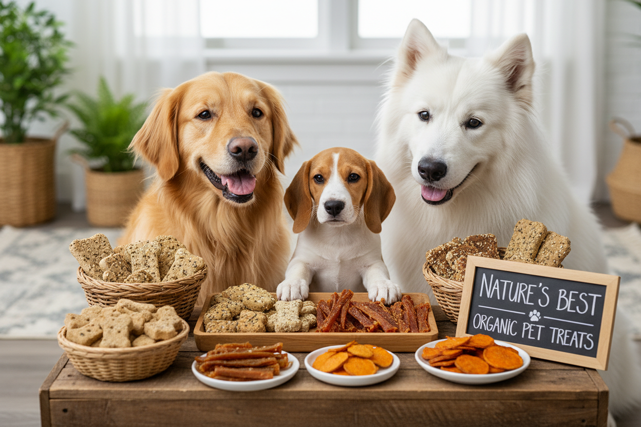 Dogs admiring pet treats